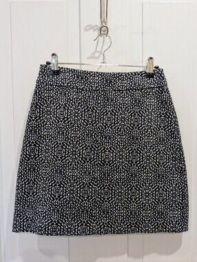 H&M Navy & White Patterned A-Line Mini Skirt | Size 2